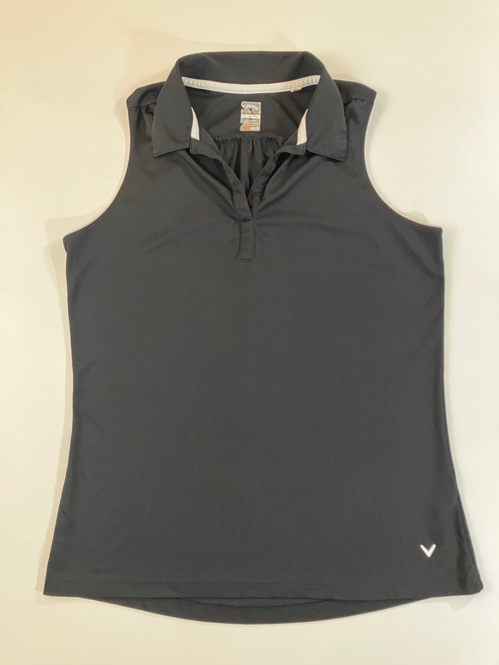 Callaway Women's XL Black Sleeveless Golf Polo Opti-Dri Moisture Wicking